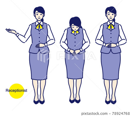 Receptionist/clerk female illustration cut guide vector 78924768