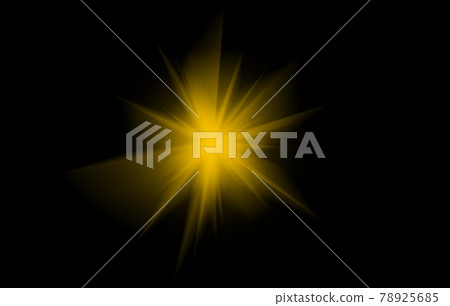 Overlay, flare light transition, effects sunlight, lens flare, light leaks. High-quality stock image of warm sun rays light effects, overlays or golden flare isolated on black background for design 78925685