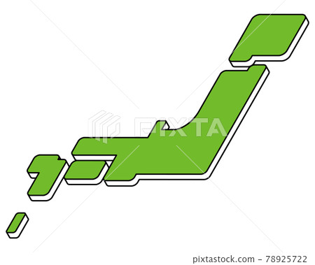Deformed Japanese map isometric line drawing 78925722