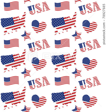 Vector seamless pattern of flat USA flag element 78927885
