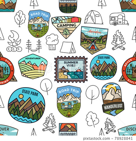 Outdoor activity and adventure vector design. Seamless pattern Outdoor activity and adventure vector design. Seamless pattern 78928841