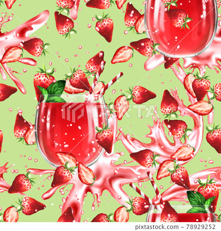 Seamless pattern with strawberry cocktail. Summer background Seamless pattern with strawberry cocktail. Summer background 78929252