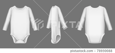 Baby body, white bodysuit or romper mockup set 78930088