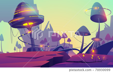 Fantasy landscape with magic glowing mushrooms Fantasy landscape with magic glowing mushrooms 78930099