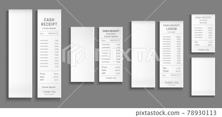 Shop receipts, paper cash checks, purchase bills Shop receipts, paper cash checks, purchase bills 78930113