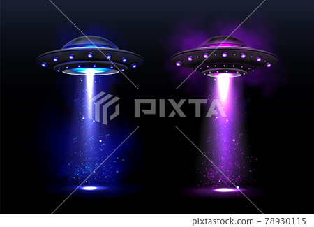 Alien spaceships, ufo with color light beam Alien spaceships, ufo with color light beam 78930115