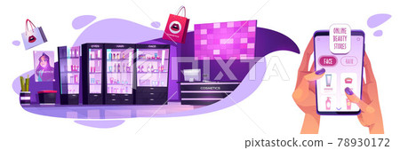 Online cosmetics store smartphone app concept Online cosmetics store smartphone app concept 78930172