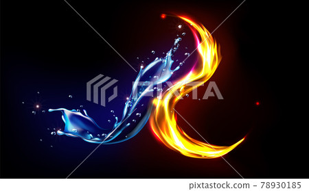 Fire and water splash abstract design, opposites Fire and water splash abstract design, opposites 78930185