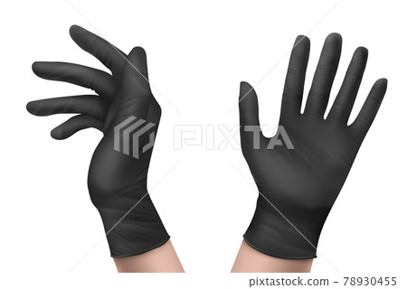 Nitrile gloves on hand front or side view isolated 78930455