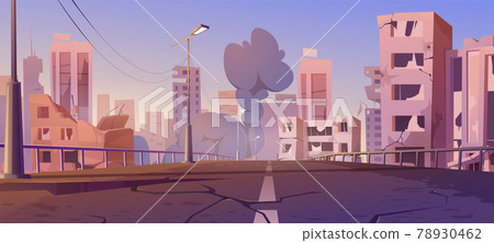 City destroy in war, abandoned buildings, smoke City destroy in war, abandoned buildings, smoke 78930462