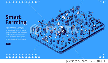 Vector isometric banner of smart farming 78930491