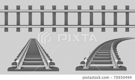 Vector rails, straight and turn railway Vector rails, straight and turn railway 78930494