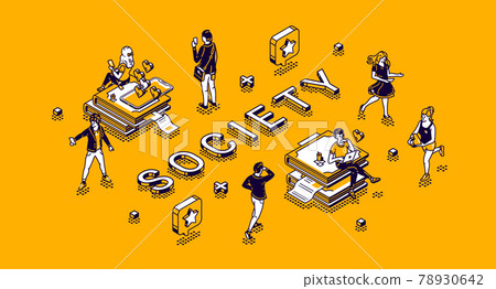 Society isometric concept with tiny characters 78930642