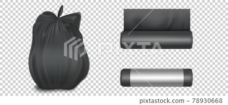 Black plastic bag for trash, garbage and rubbish 78930668
