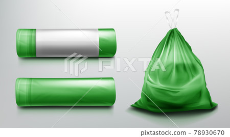 Trash bag mockup, plastic roll, sack with garbage. Trash bag mockup, plastic roll, sack with garbage. 78930670
