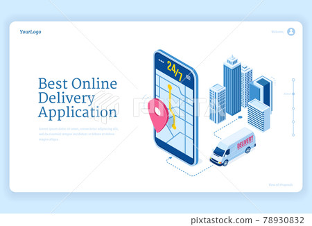 Online delivery application isometric landing page Online delivery application isometric landing page 78930832