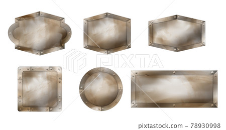 Vector old rusty metal signs with rivets Vector old rusty metal signs with rivets 78930998