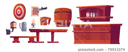 Beer pub, saloon, retro bar stuff and furniture Beer pub, saloon, retro bar stuff and furniture 78931074