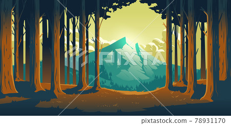 Cartoon nature landscape with mountain and forest Cartoon nature landscape with mountain and forest 78931170