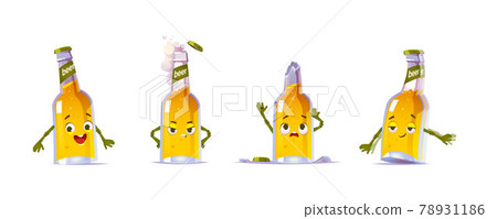 Cute beer bottle character in different poses 78931186