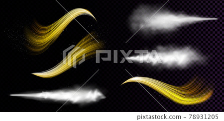 White dust spray and wavy flows of golden powder 78931205
