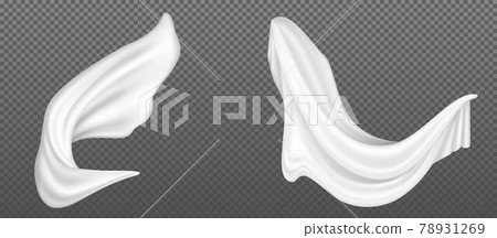Vector realistic flying white silk fabric Vector realistic flying white silk fabric 78931269
