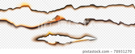 Vector burnt paper edges with fire and black ash Vector burnt paper edges with fire and black ash 78931270