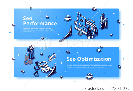 SEO performance and optimization isometric banner SEO performance and optimization isometric banner 78931272