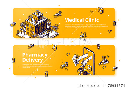 Banners of medical clinic and pharmacy delivery Banners of medical clinic and pharmacy delivery 78931274