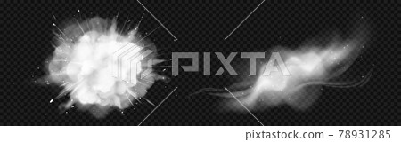Dust spray, white smoke, powder explosion, clouds 78931285