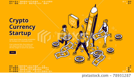 Vector landing page of crypto currency startup 78931287