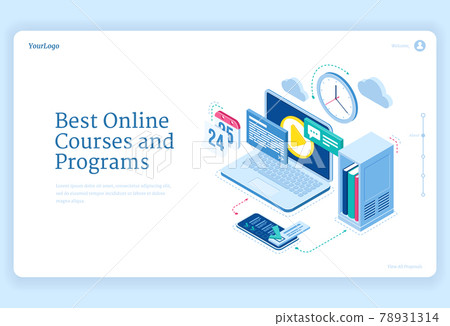 Online courses and programs isometric landing page 78931314