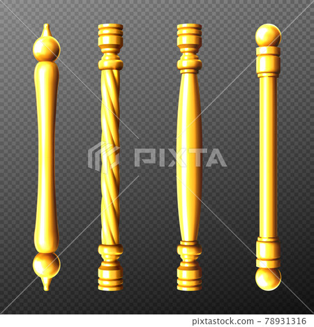 Gold door handles, column and twisted knobs set Gold door handles, column and twisted knobs set 78931316