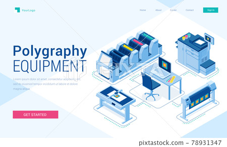 Vector banner of polygraphy equipment 78931347