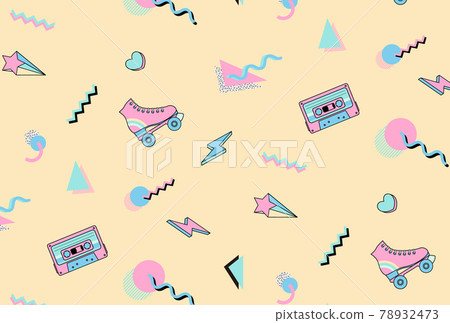 Seamless pattern of 90's style illustrations 78932473
