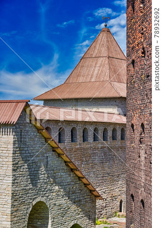 View of the old stone fortress with a watchtower 78932692