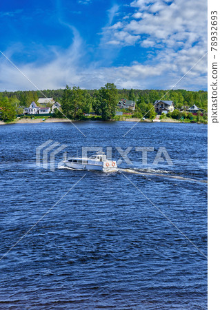 The river boat transports people to the other side 78932693