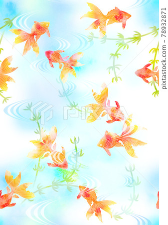 Goldfish and aquatic plant pattern wallpaper Goldfish and aquatic plant pattern wallpaper 78932871