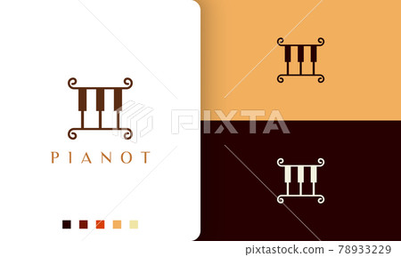 simple and modern piano composer logo or icon 78933229