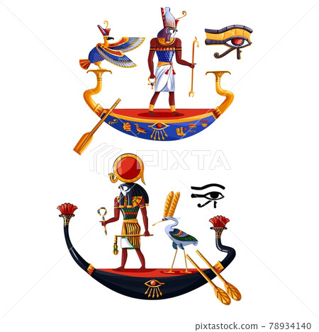 Ancient Egypt sun god Ra or Horus cartoon vector Ancient Egypt sun god Ra or Horus cartoon vector 78934140