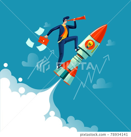 Businessman flying on rocket business concept Businessman flying on rocket business concept 78934141