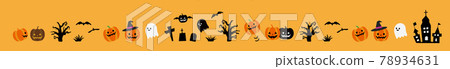Halloween decorations, ghosts. Line, separator line Orange background (No.1) 78934631