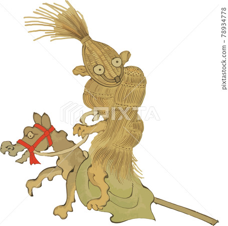 Tsukumogami with a colander riding a horse Tsukumogami with a colander riding a horse 78934778