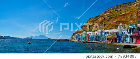 Greek fishing village Klima on Milos island in Greece 78934895