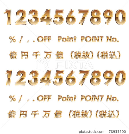 豪華金色哥特式（無襯線）數字和數字（無背景） 78935300