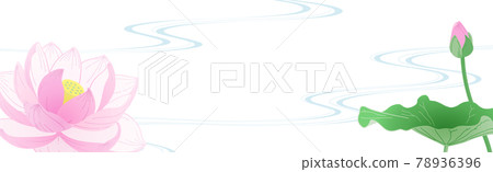 流水中荷花的橫幅圖解 78936396