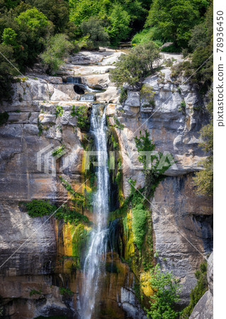 Beautiful big waterfall in Spain in Catalonia, near the small village Rupit. Salt de Sallent 78936450