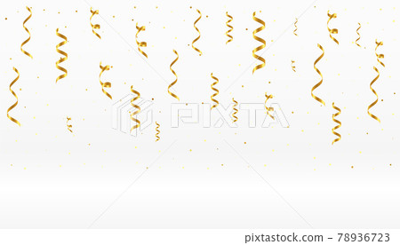 falling golden confetti ribbons on white background falling golden confetti ribbons on white background 78936723
