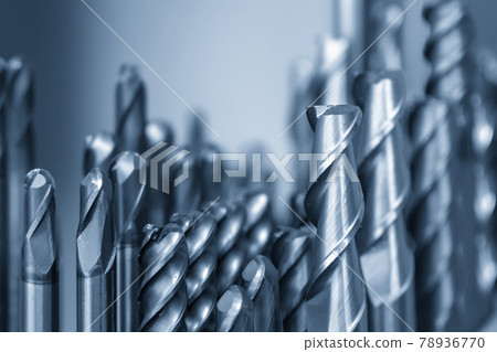 The close-up scene of various type  end mill tool. 78936770