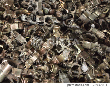 SELANGOR, MALAYSIA -NOVEMBER 10, 2016: Scaffolding connector detail at the construction site. The connector bind or tie scaffolding or safety pipe together.  78937091